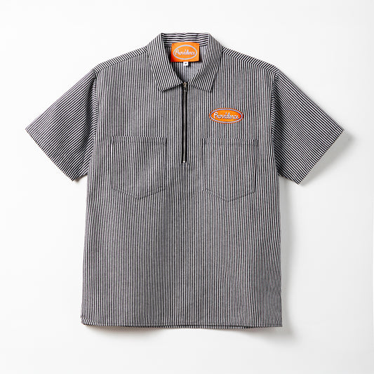Hickory Stripe Orange Tab Short Sleeve Work Shirt